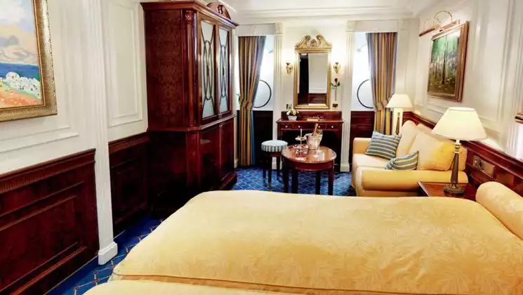 Category 2 cabin with double bed aboard Sea Cloud II: Lindblad