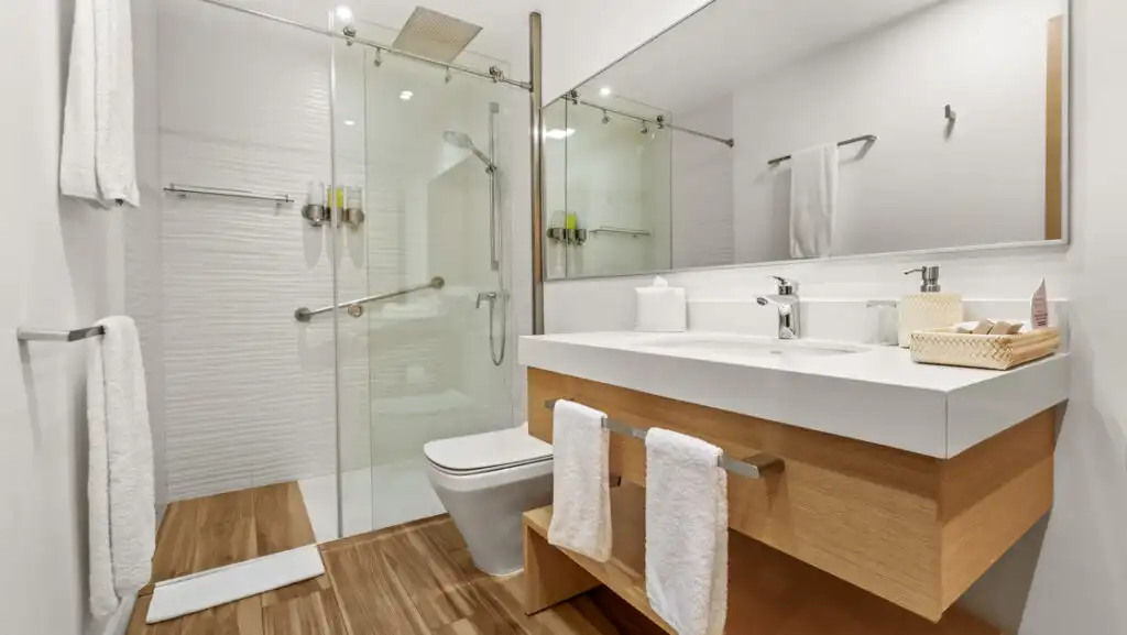 Premium Room bathroom at Finch Bay Eco Hotel