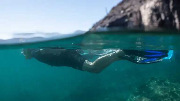 A guest Snorkeling in San Evaristo, Baja California Sur, Mexico