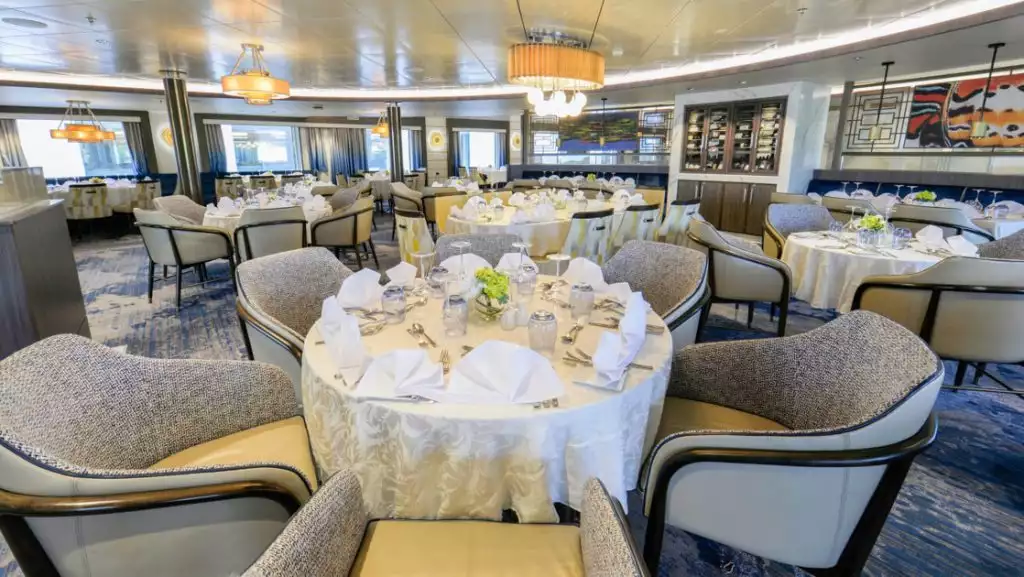 Main Dining Room aboard Ocean Explorer. Photo by: Quark Expeditions
