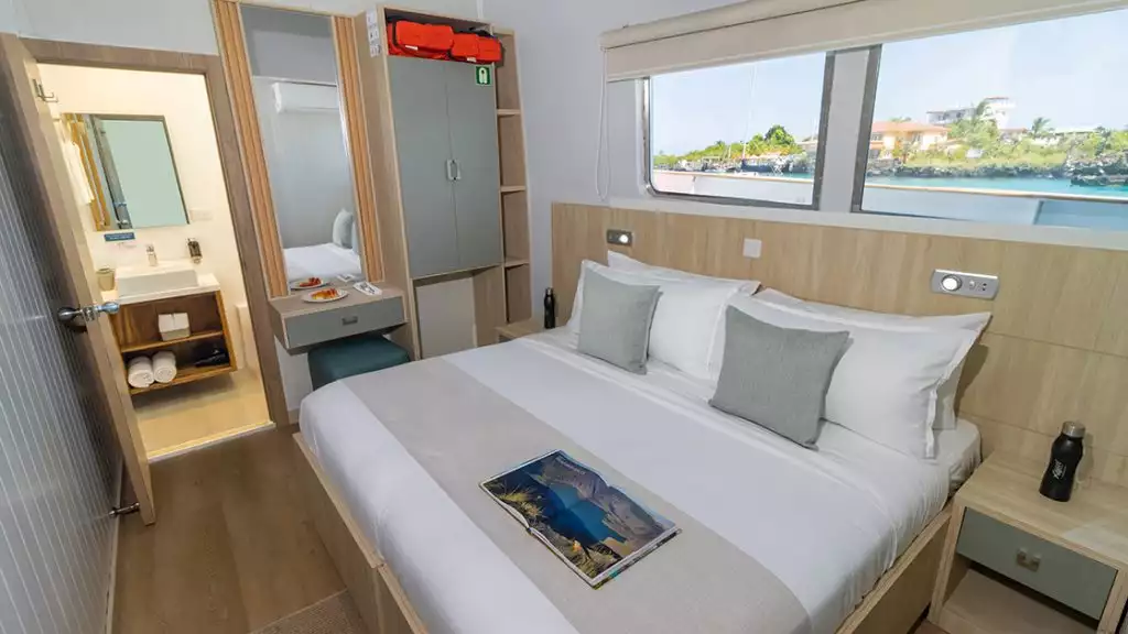 Main Deck Cabin #2 with king bed aboard Galapagos Angel