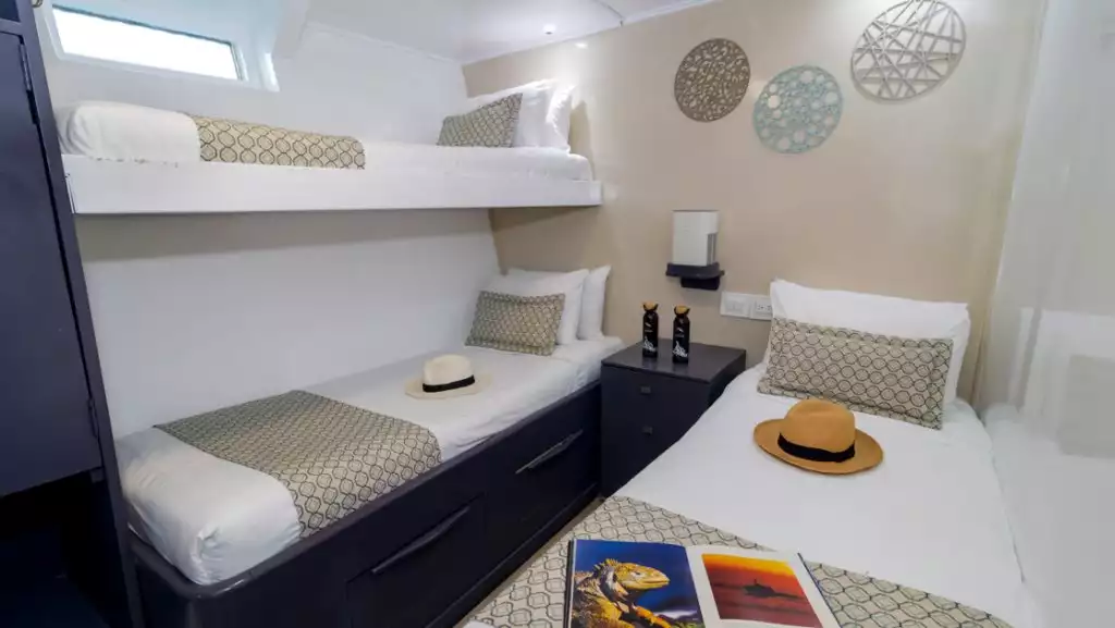 Lower Deck cabin with twin beds for triple accommodation aboard Monserrat