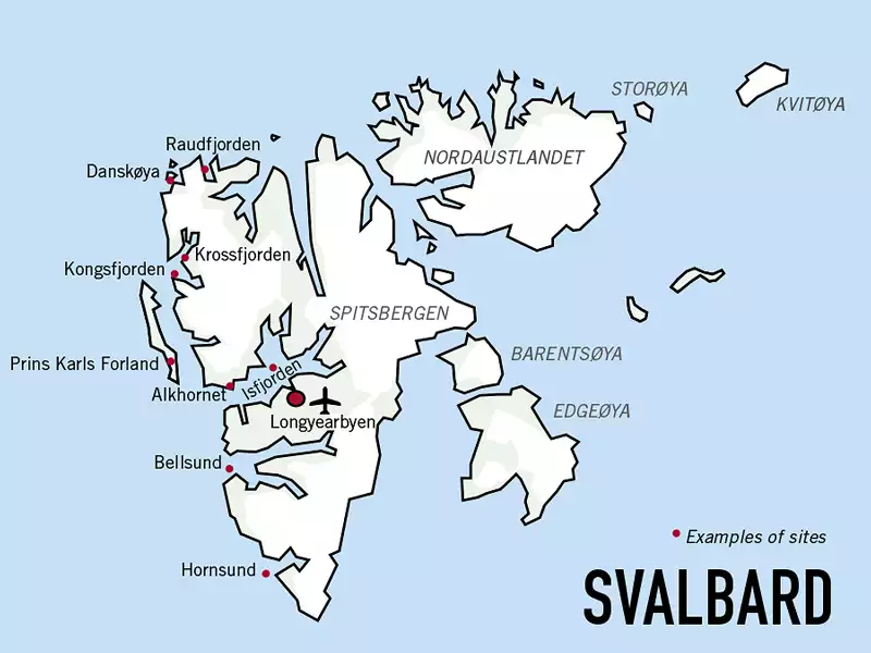 Route map of Springtime in Svalbard expedition cruise, operating round-trip from Longyearbyen with visits along the west coast of Spitsbergen.